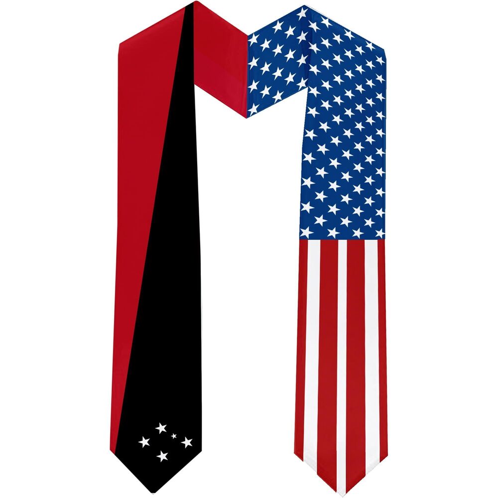 1040 2025 Papua New Guinea Flag and USA Flag Graduation Stole Graduation